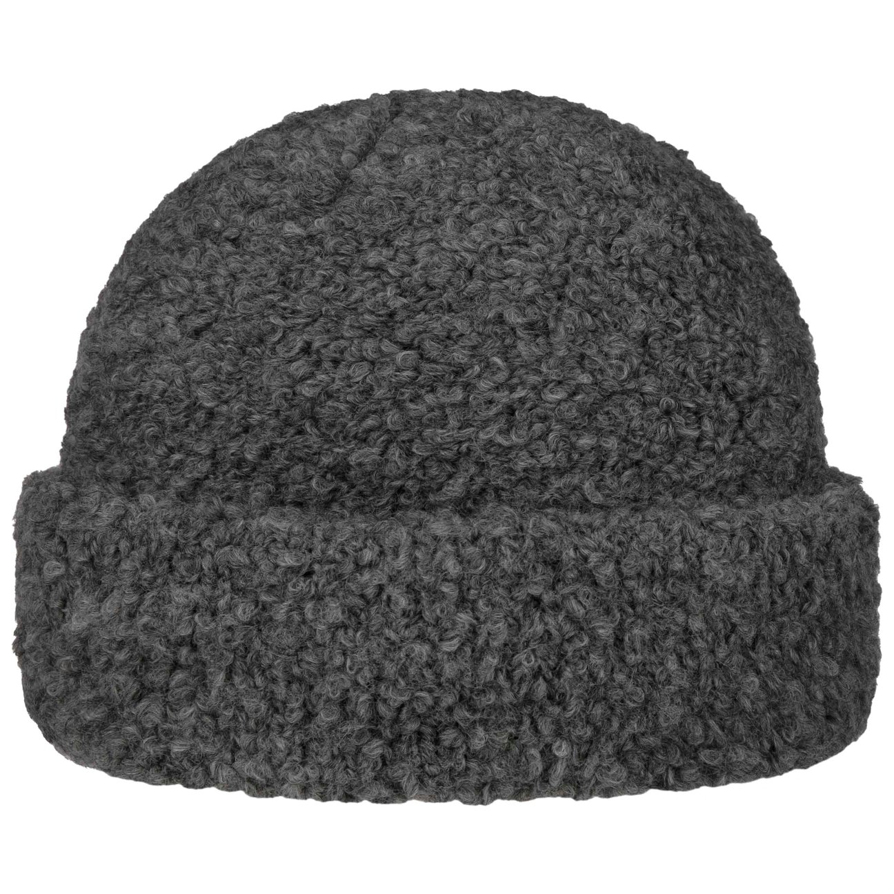 Gebeana Women's Grey Uni Bouclé Beanie Hat With Cuff By