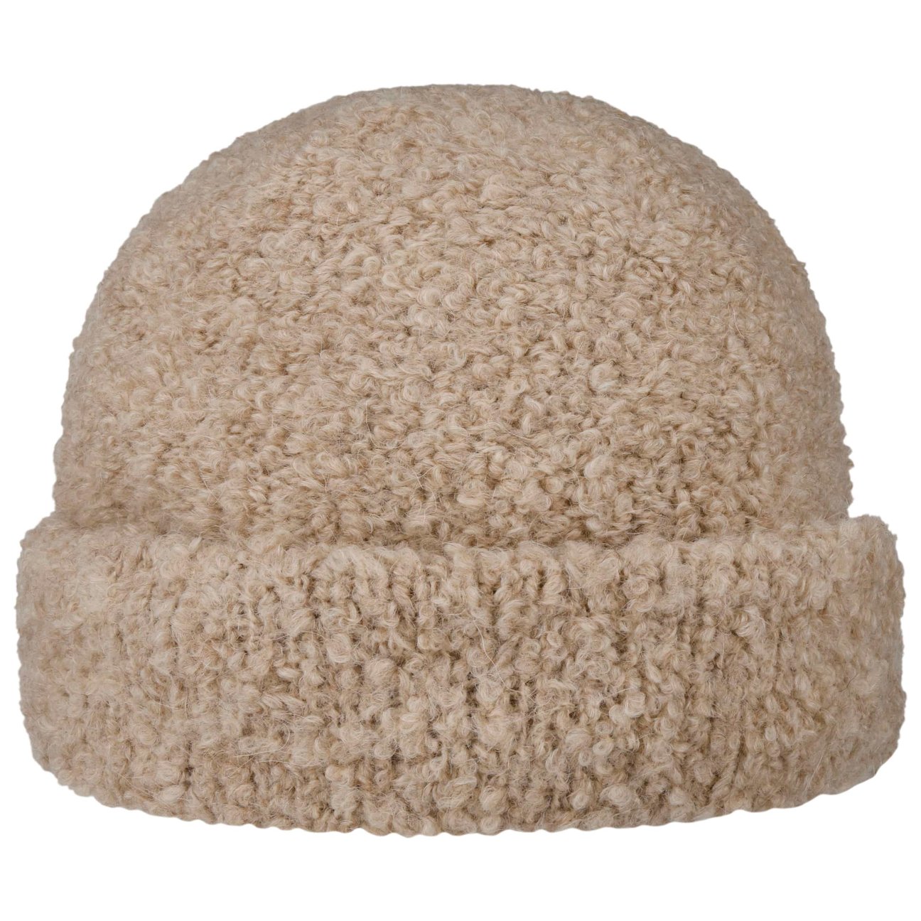Gebeana Women's Oatmeal Uni Bouclé Beanie Hat With Cuff By