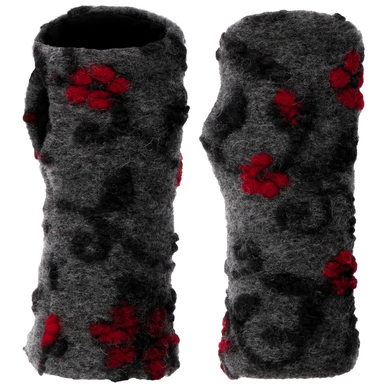 Gebeana Women's Anthracite Suvera Wool Wrist Warmers By