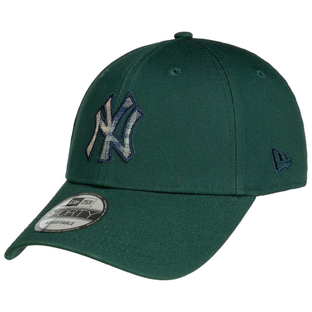 New Era Men's Petrol Blue 9Forty Check Infill Mlb Yankees Cap By