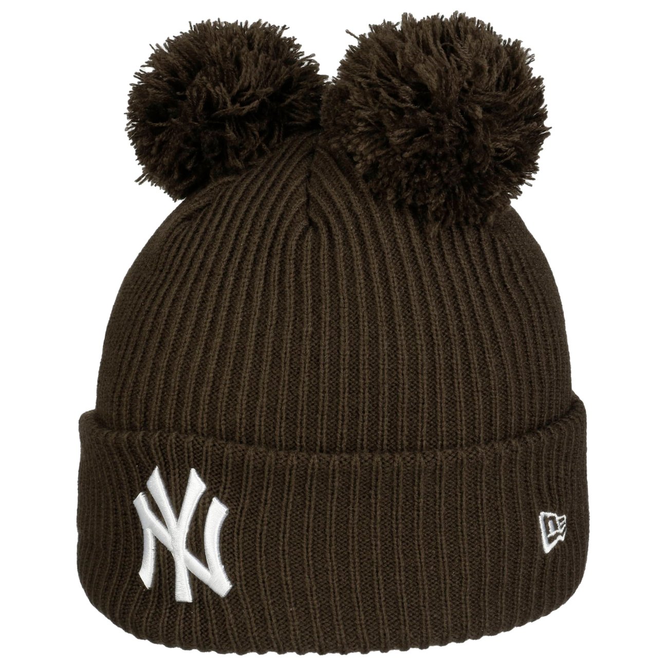 New Era Women's Brown Double Pom Mlb Yankees Beanie Hat By