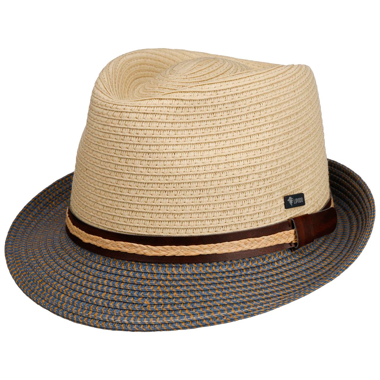 Lipodo Beige-Blue Montenovo Trilby Straw Hat By