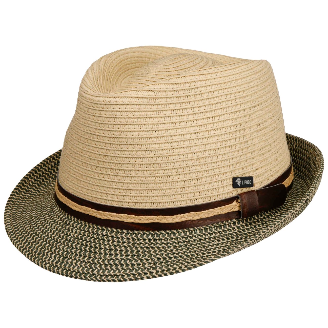 Lipodo Beige-Green Montenovo Trilby Straw Hat By
