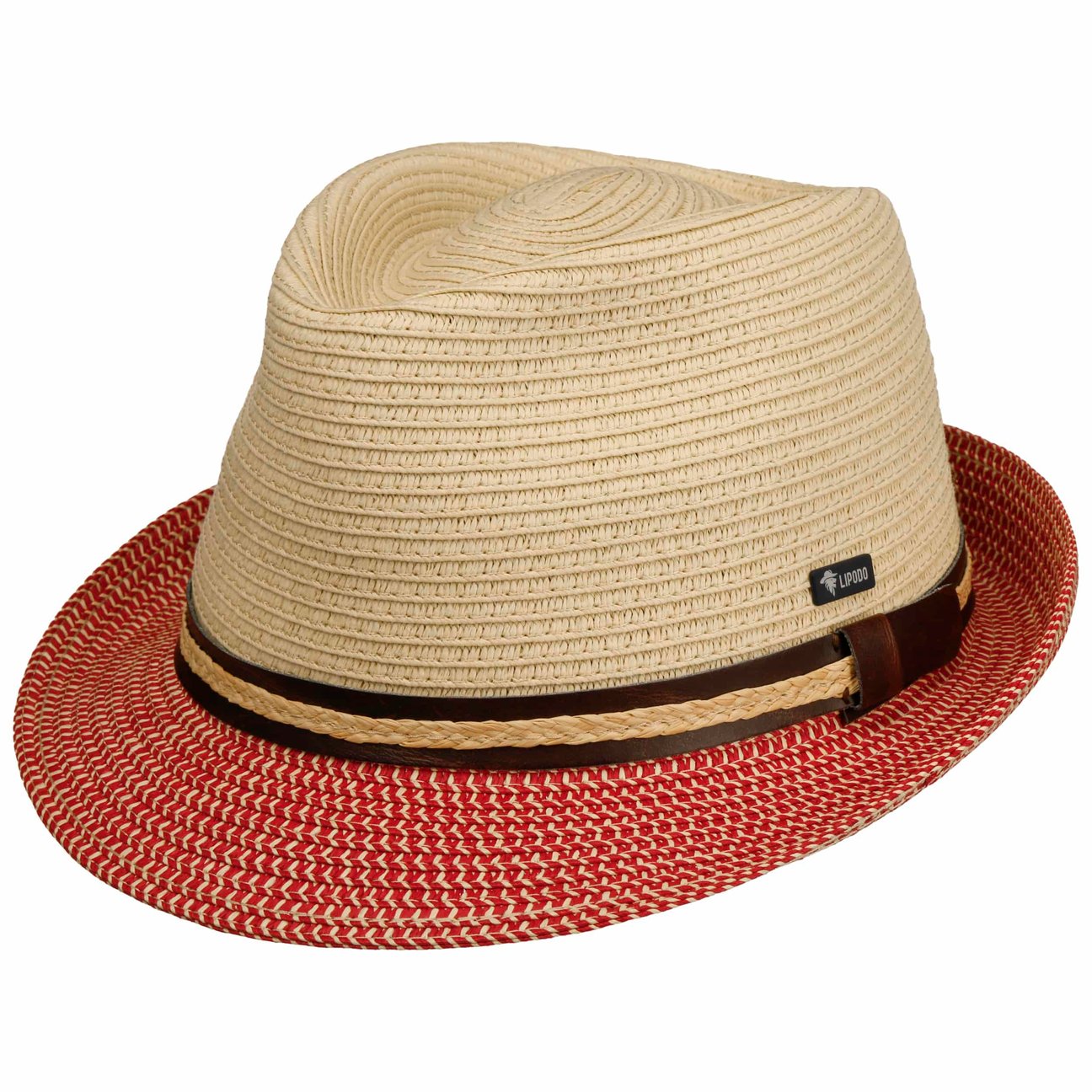 Lipodo Beige-Red Montenovo Trilby Straw Hat By