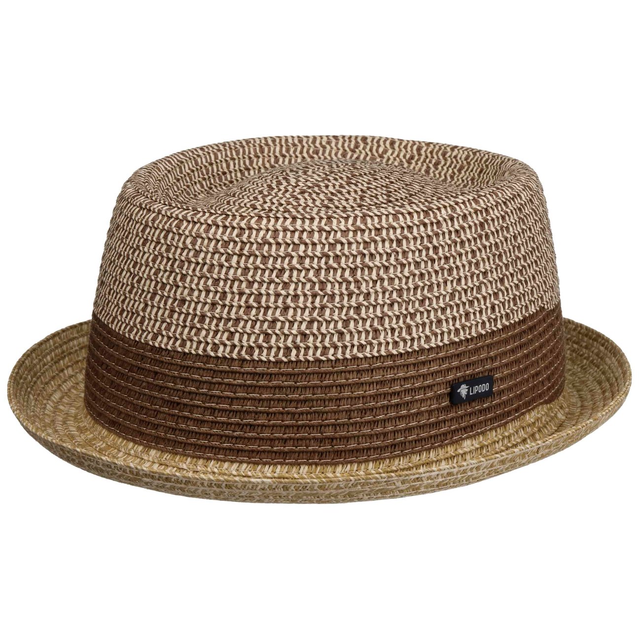 Lipodo Unisex Beige Ennario Pork Pie Straw Hat By