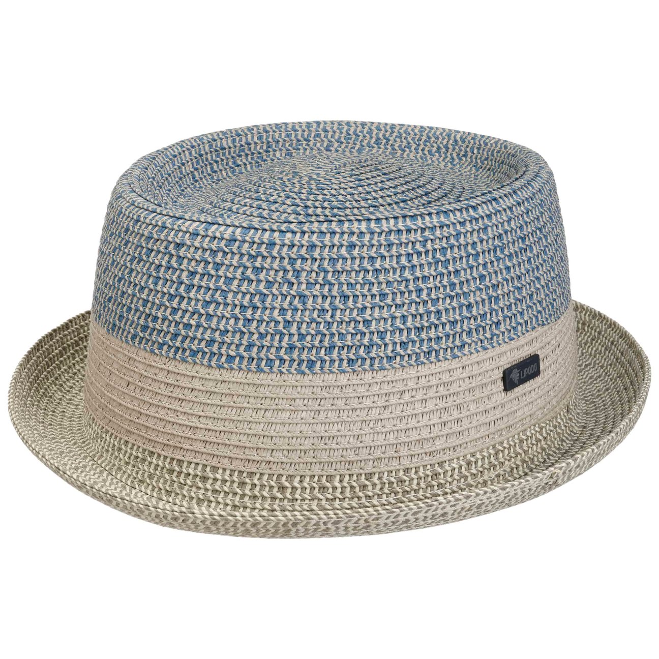 Lipodo Unisex Blue-Grey Ennario Pork Pie Straw Hat By