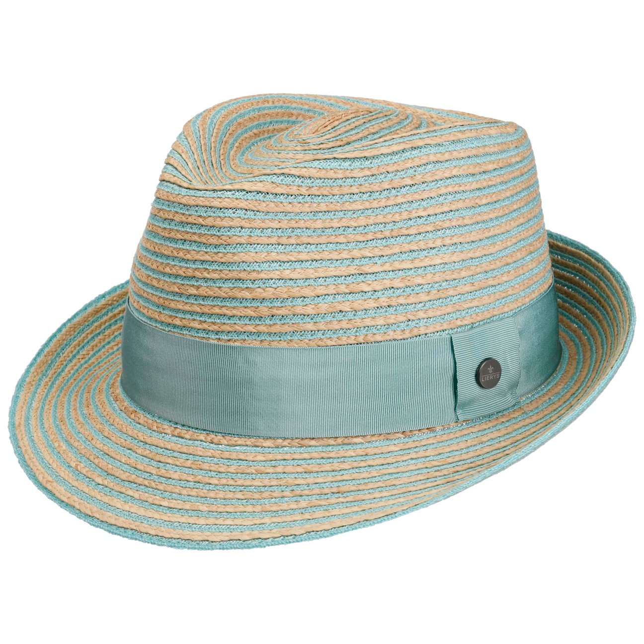 Lierys Women's Turquoise Light Twotone Trilby Straw Hat By