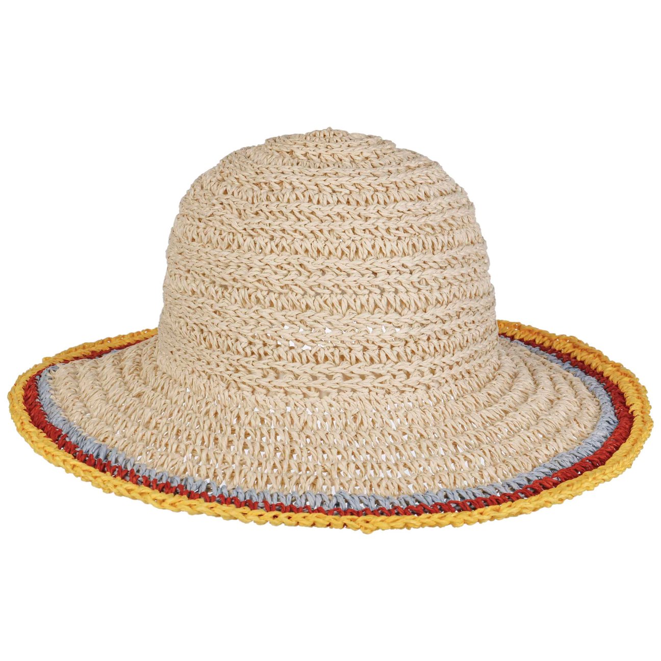 Lipodo Women's Nature-Yellow Tricolour Edge Straw Hat By