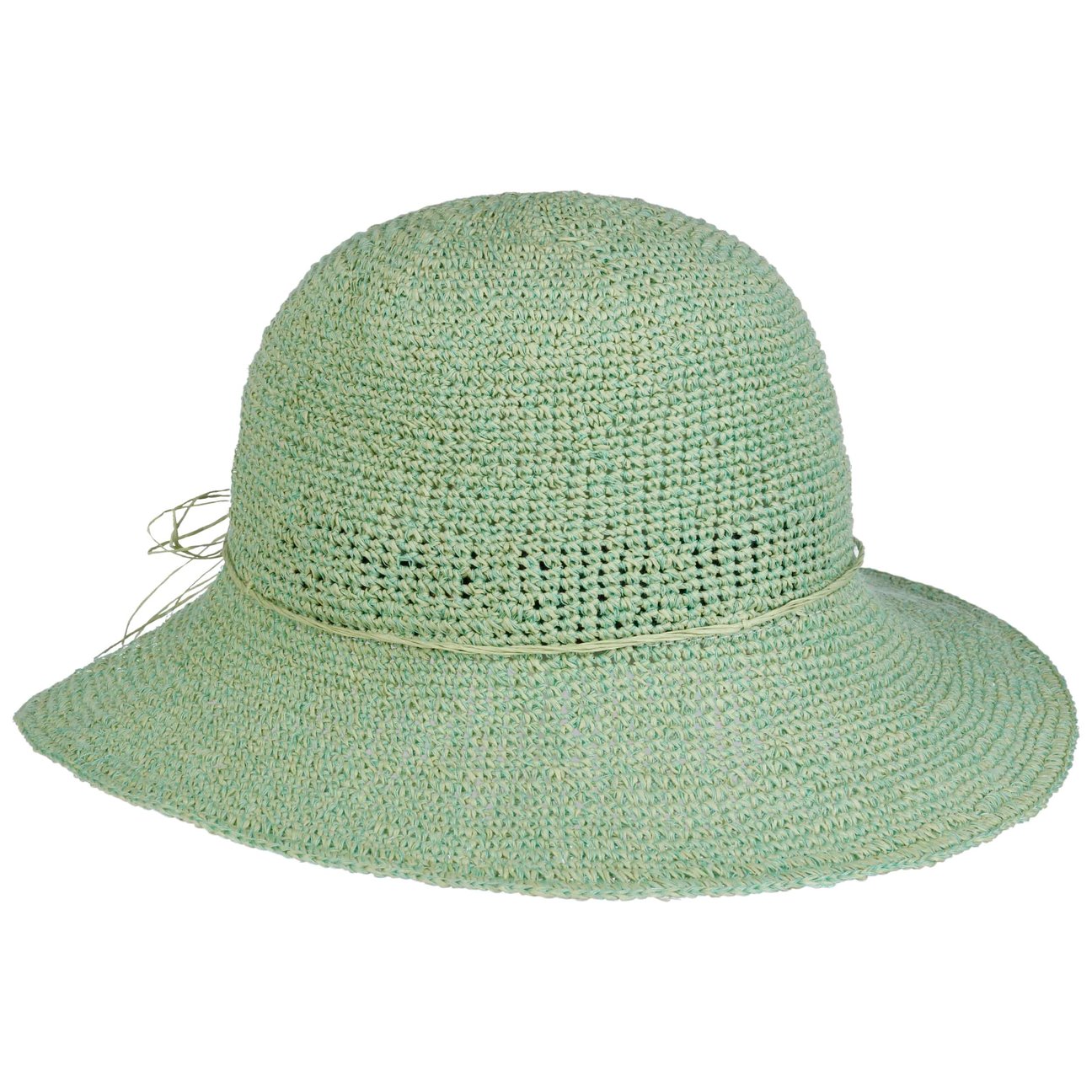 Lipodo Women's Light Green Fine Crochet Straw Hat By