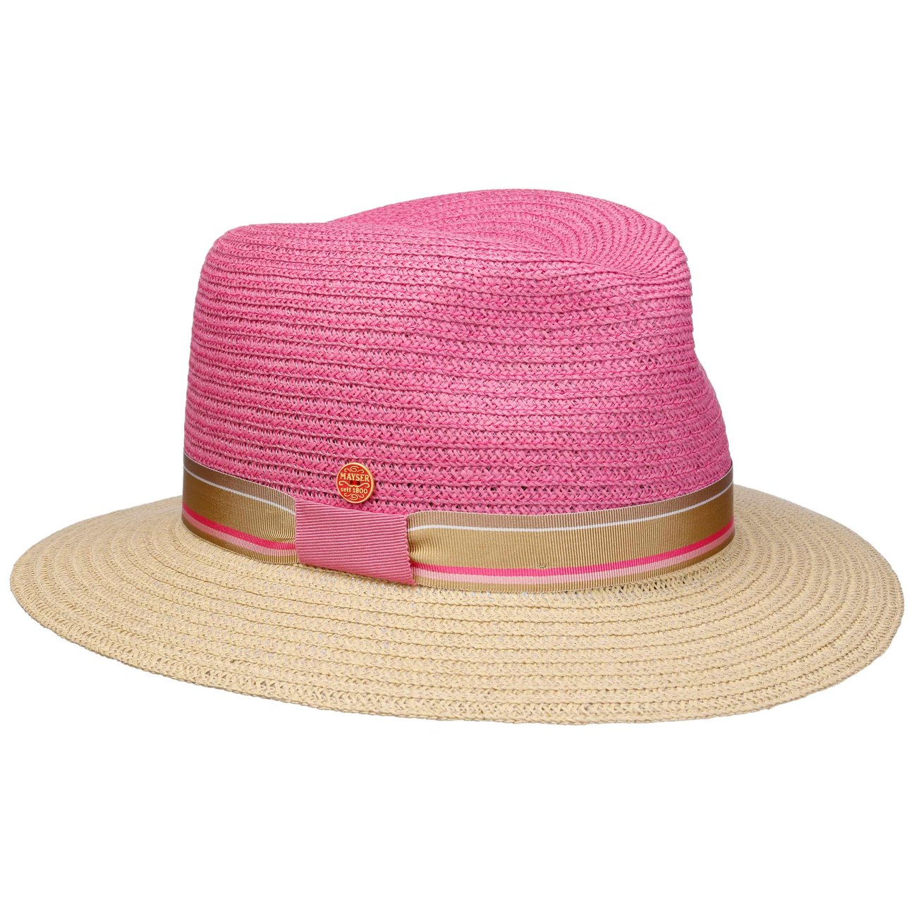 Mayser Women's Pink Nane Twotone Traveller Straw Hat By
