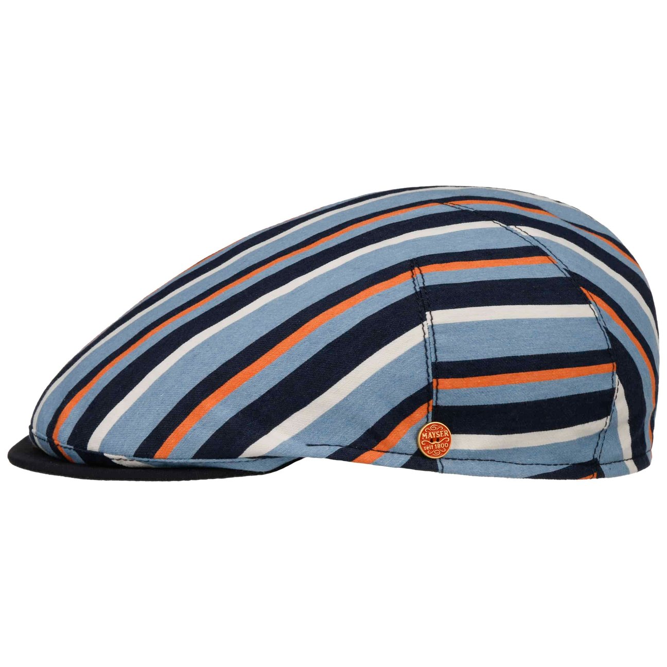 Mayser Blue Sidney Stripes Flat Cap By