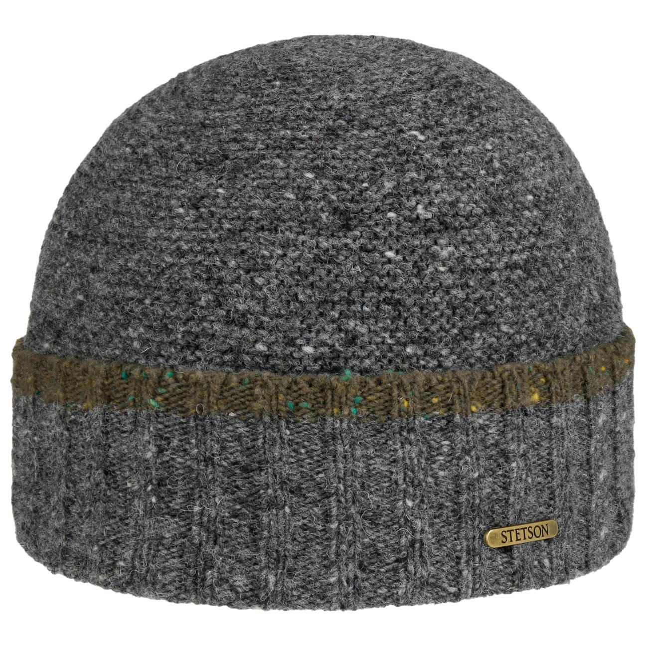 Stetson Grey Donegal Wool Beanie With Cuff By