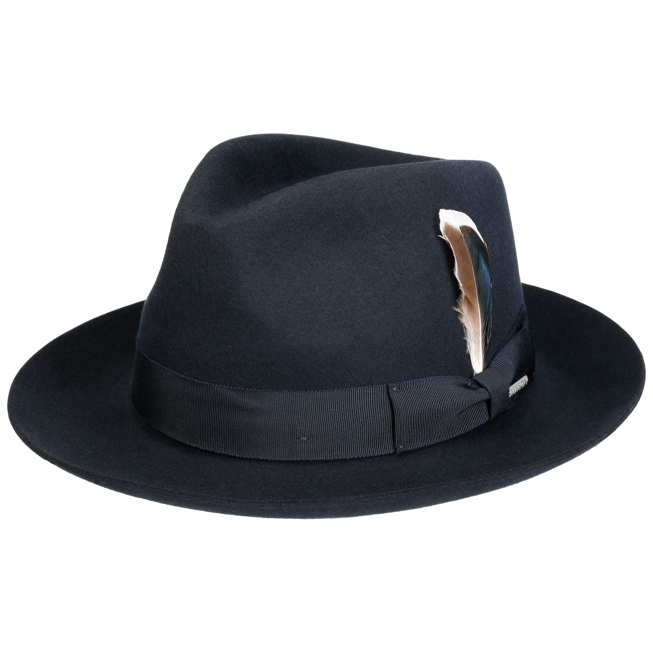 Stetson Navy Rosedale Fedora Wool Hat By