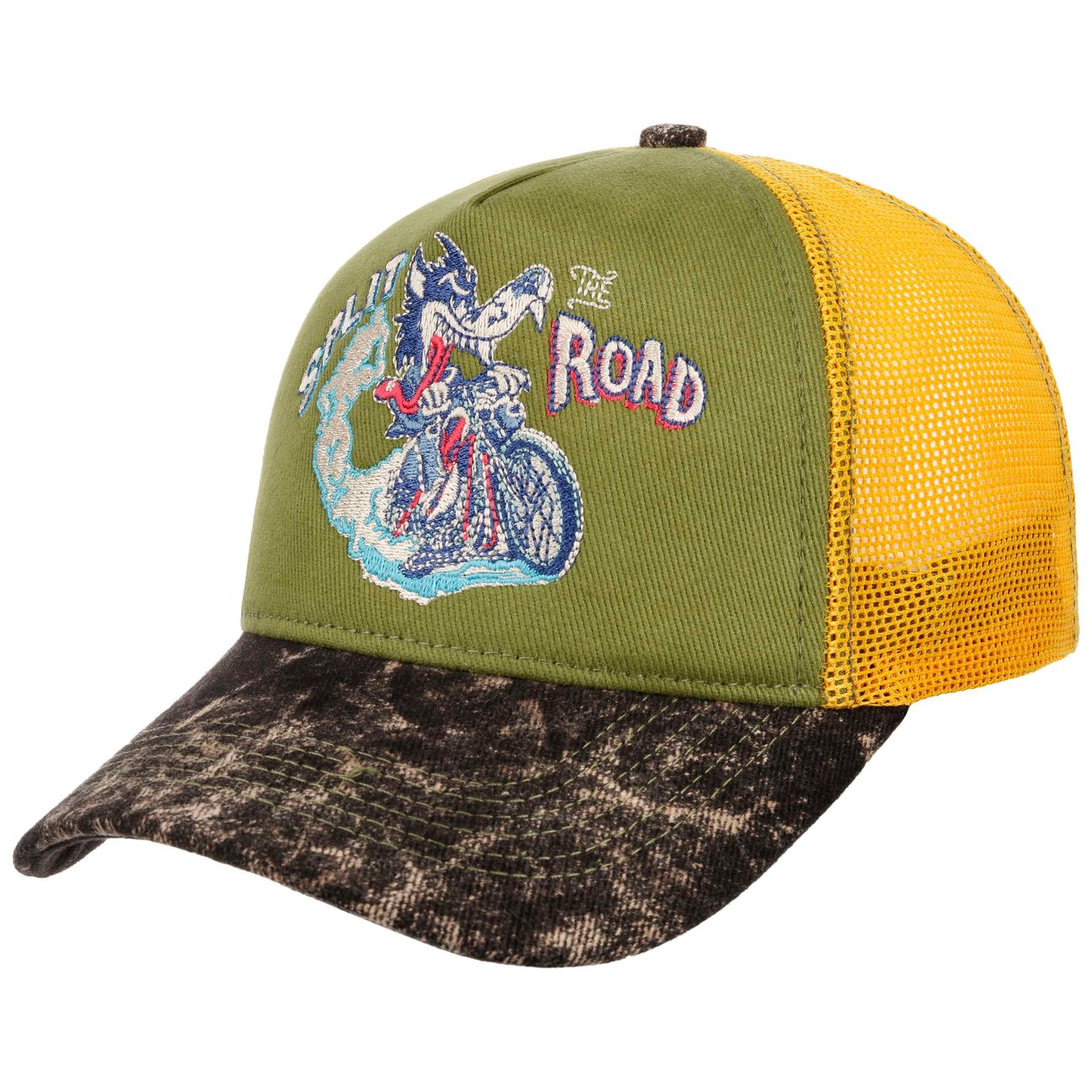 King Kerosin Black-Green Split Road Trucker Cap By