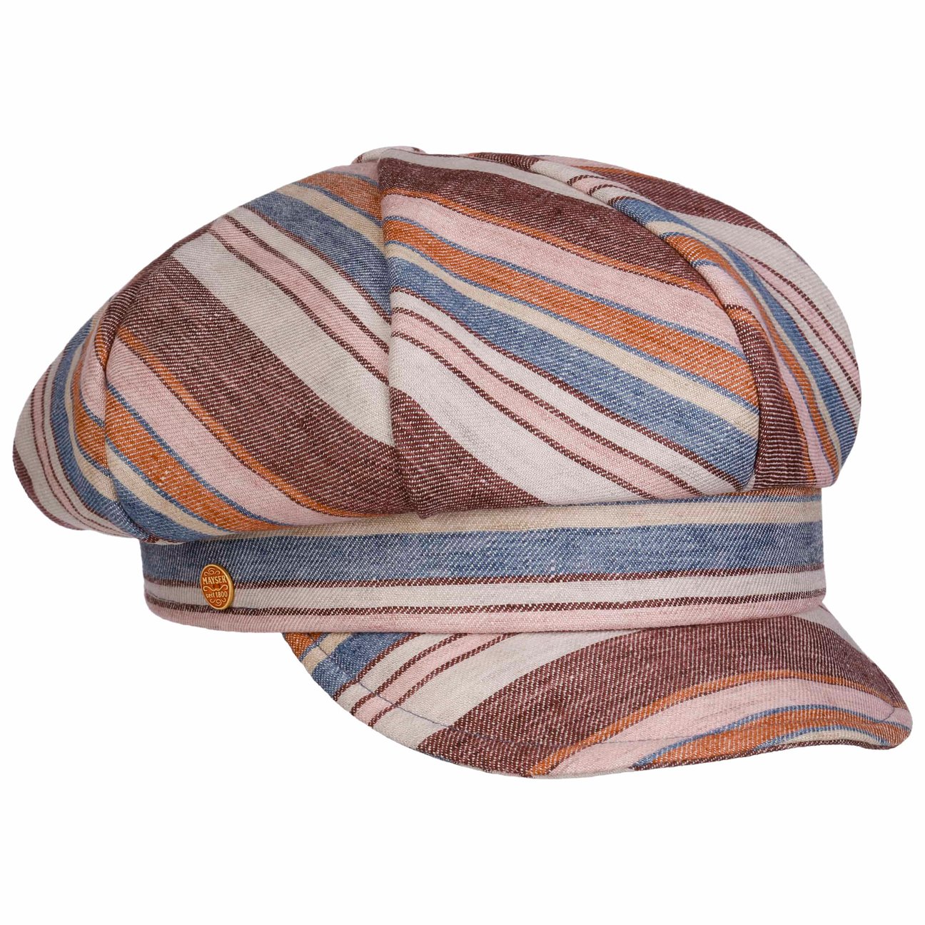 Mayser Girls Brown Anja Multicolour Stripes Newsboy Cap By