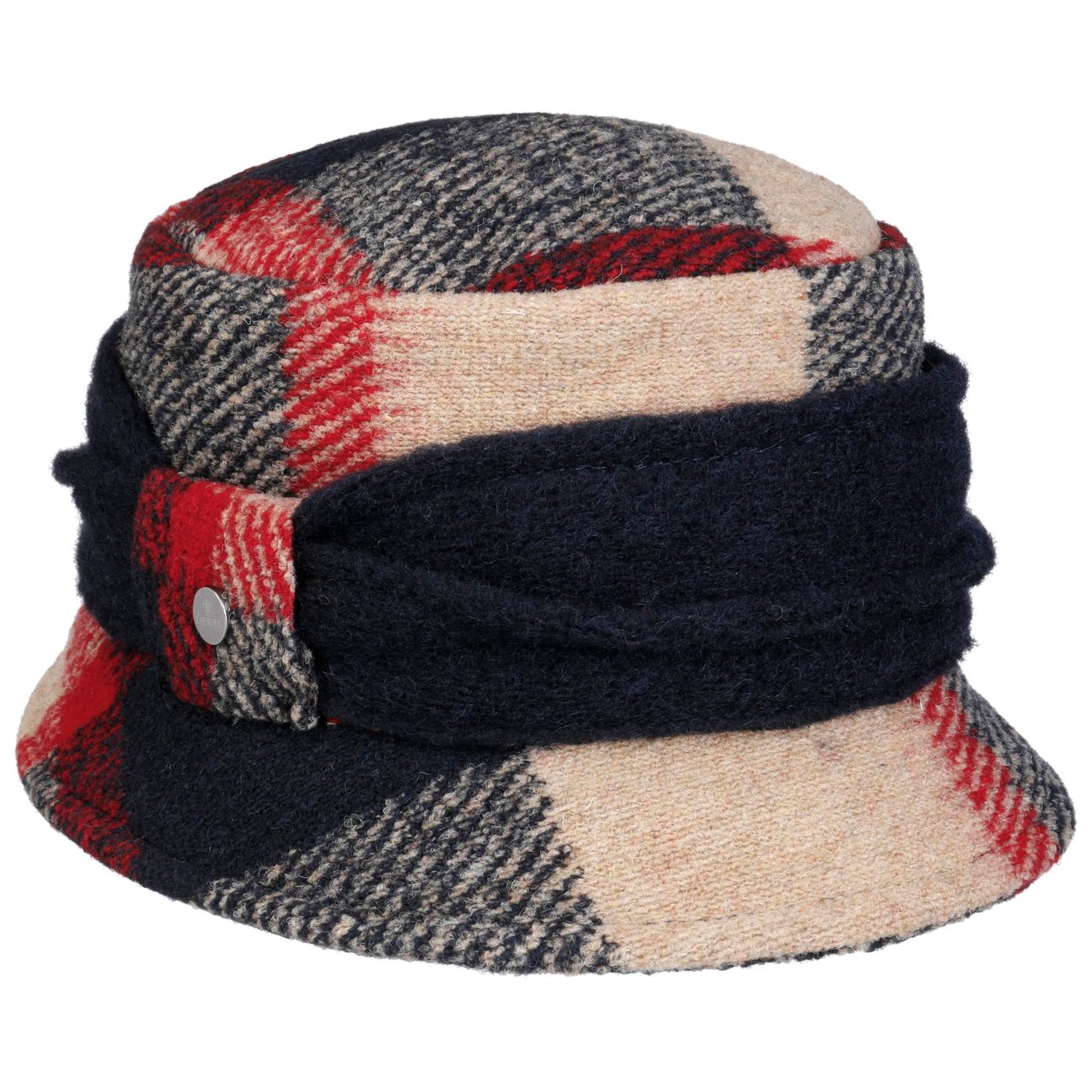 Lierys Women's Navy Mavilea Checks Wool Hat By