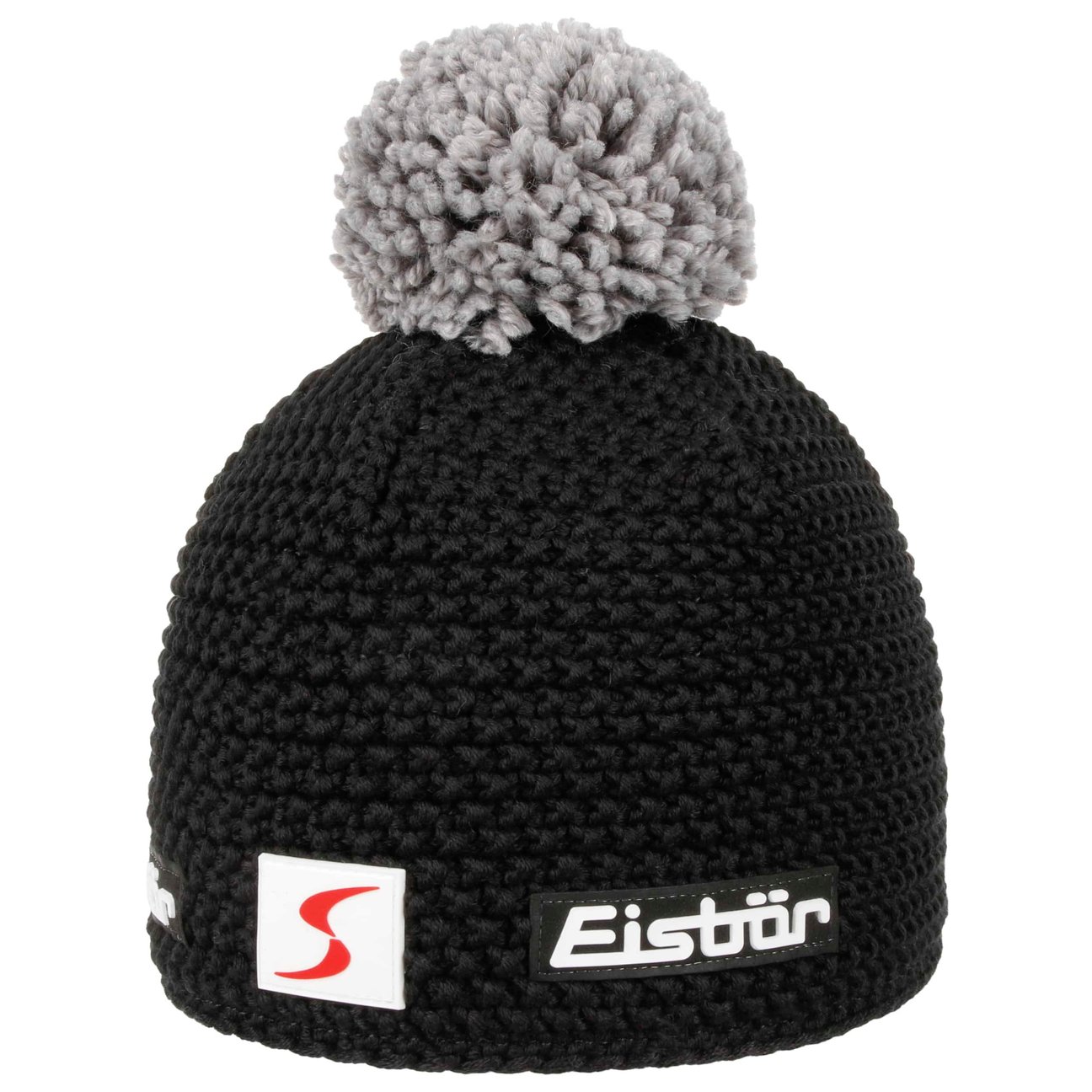Eisbär Men's Black-Grey Jamie Skipool Pompom Hat By