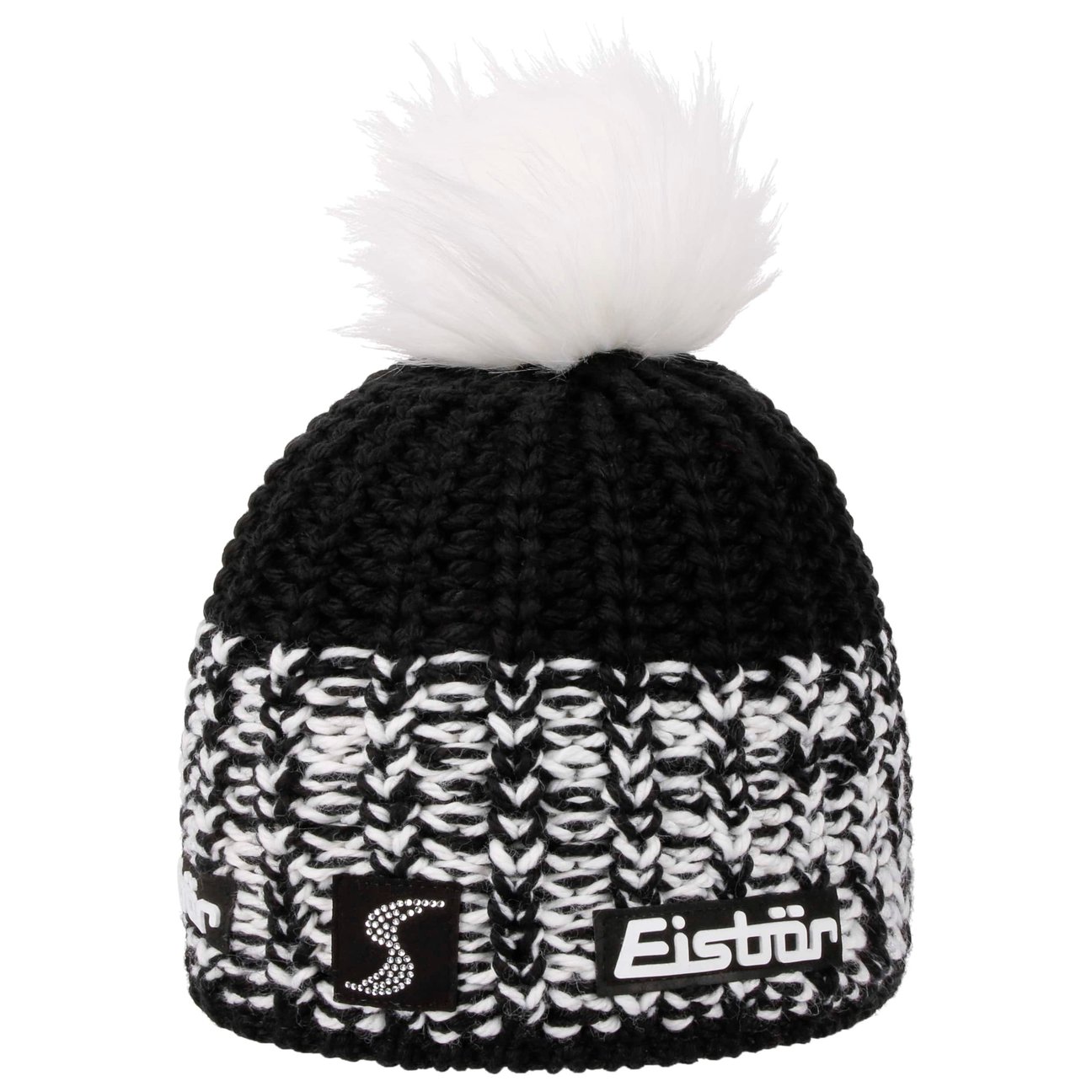 Eisbär Women's Black-White Focus Lux Crystal Skipool Beanie By