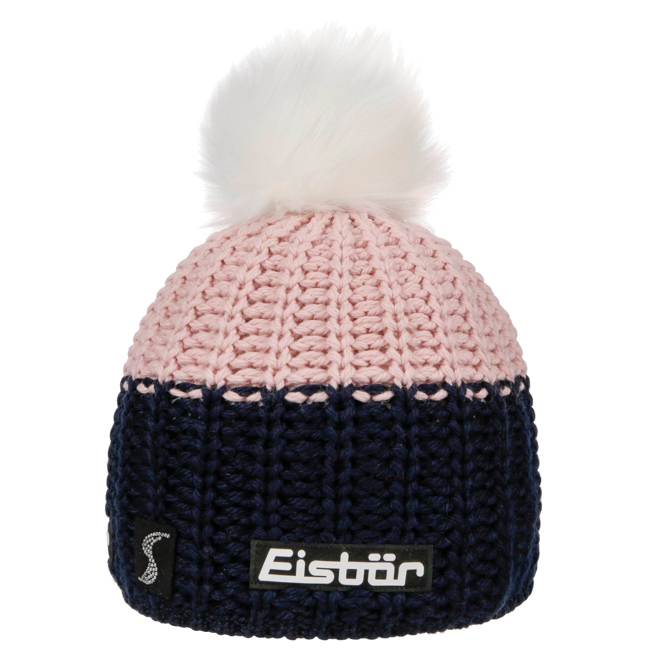 Eisbär Women's Pink-White Focus Lux Crystal Skipool Beanie By