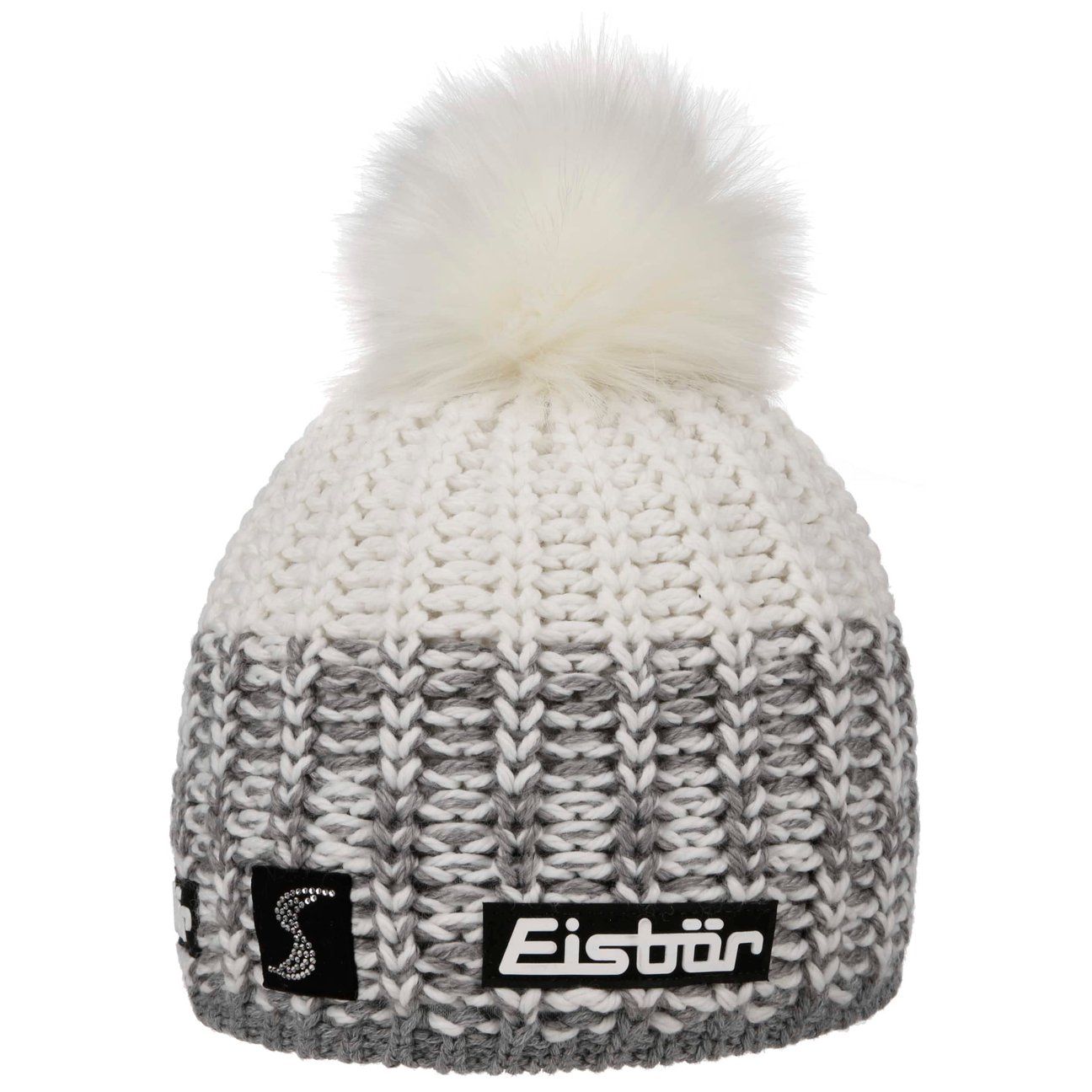 Eisbär Women's White-Grey Focus Lux Crystal Skipool Beanie By