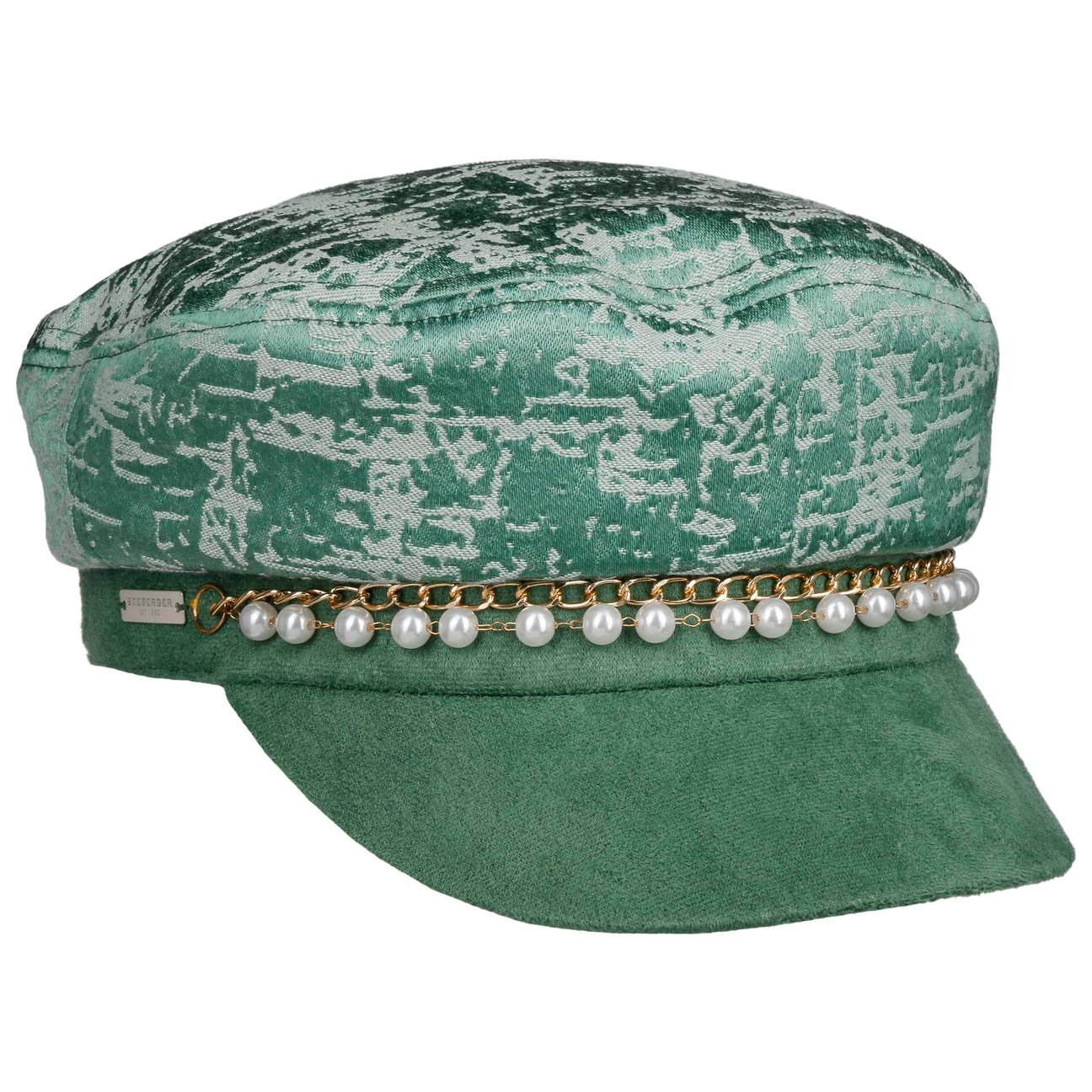 Seeberger Women's Green Brocade Fisherman´S Cap With Pearls By