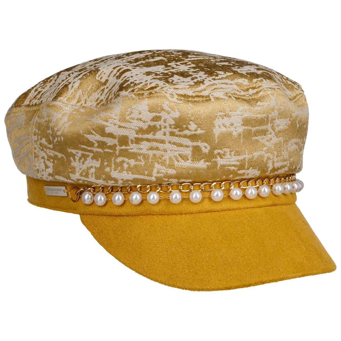Seeberger Women's Yellow Brocade Fisherman´S Cap With Pearls By