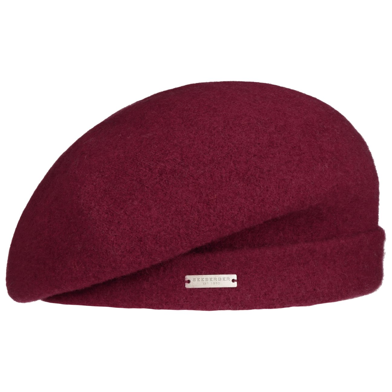 Seeberger Women's Raspberry Milled Wool Beret With Cuff By