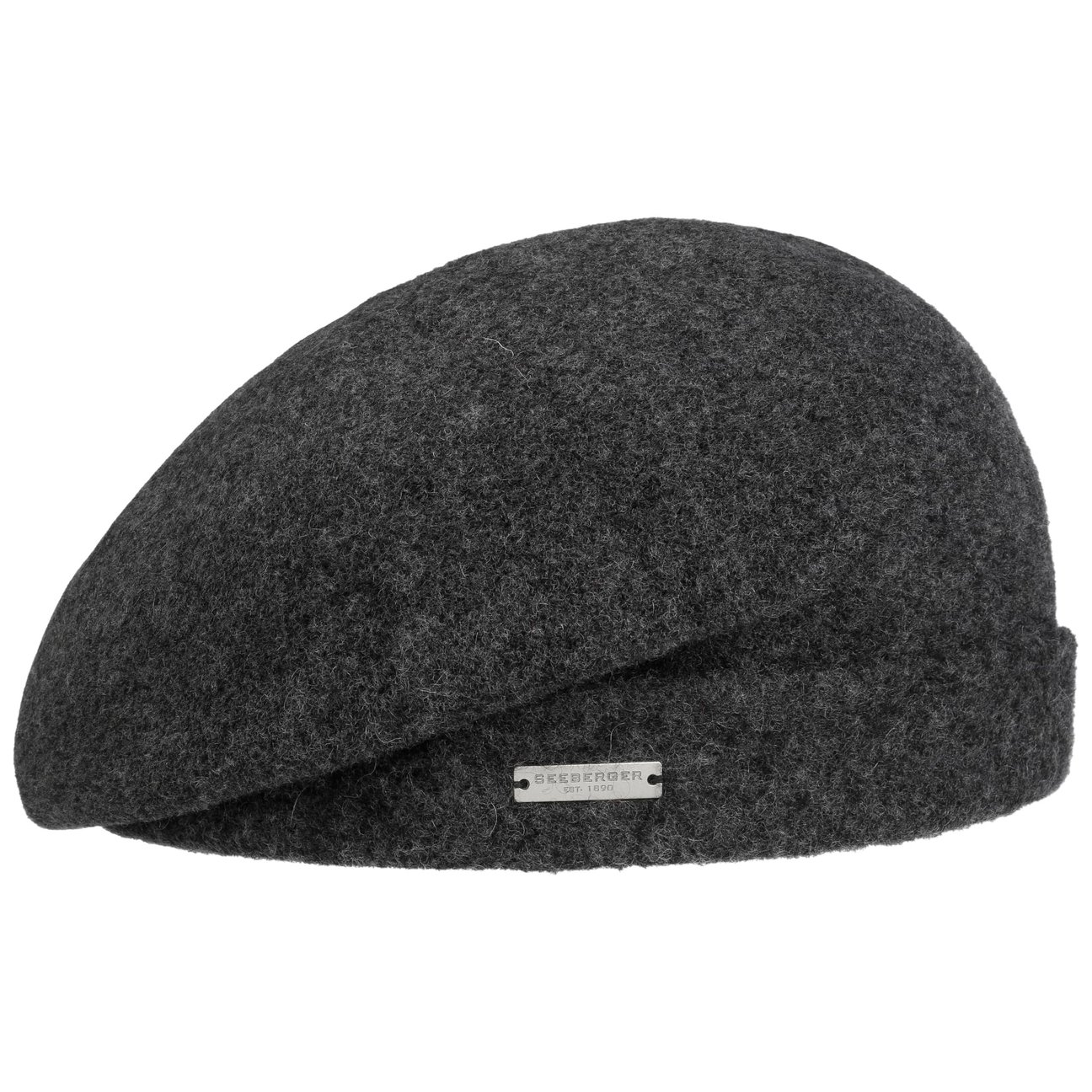 Seeberger Women's Anthracite Milled Wool Beret With Cuff By