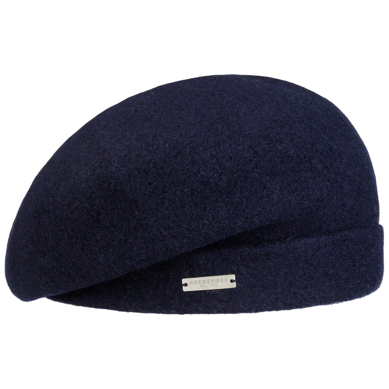 Seeberger Women's Navy Milled Wool Beret With Cuff By