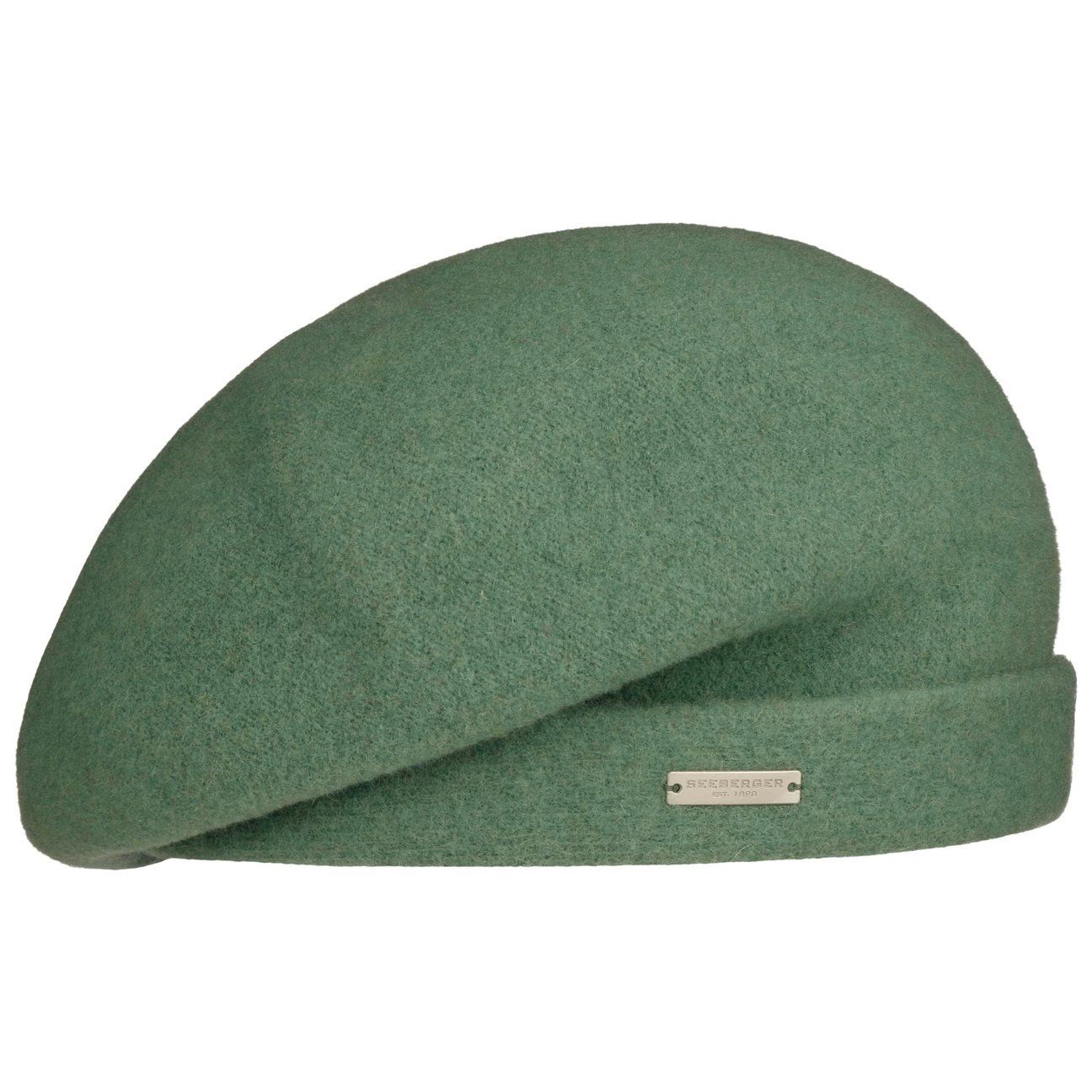 Seeberger Women's Green Milled Wool Beret With Cuff By