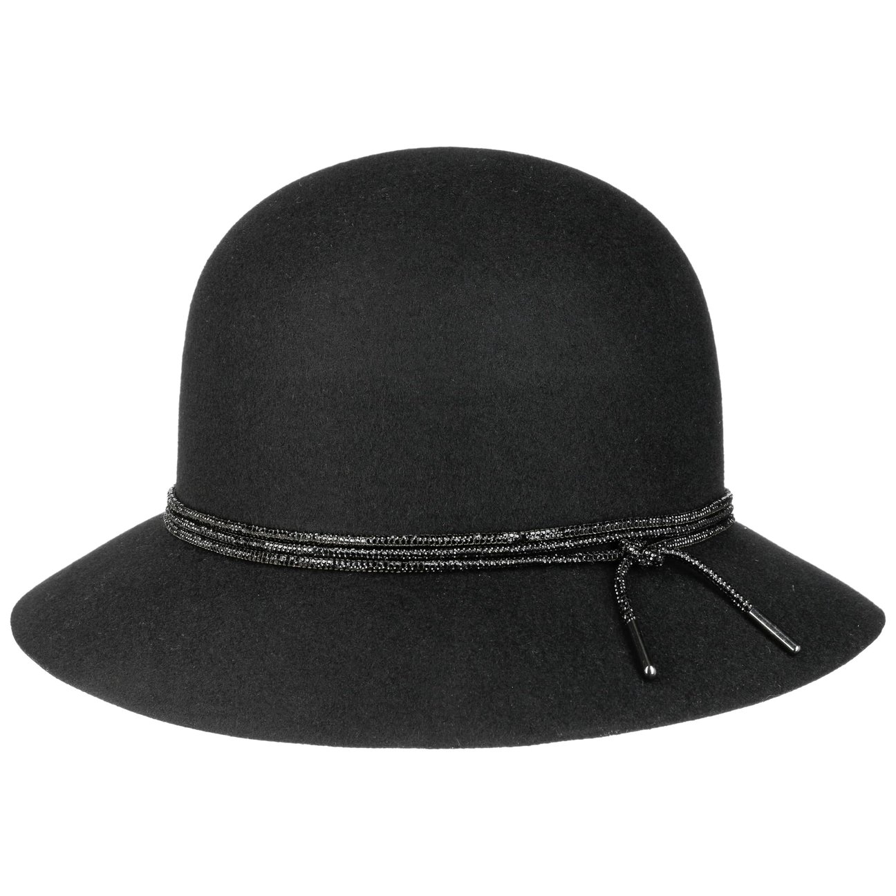 Seeberger Women's Black Piavesca Wool Cloche Hat By