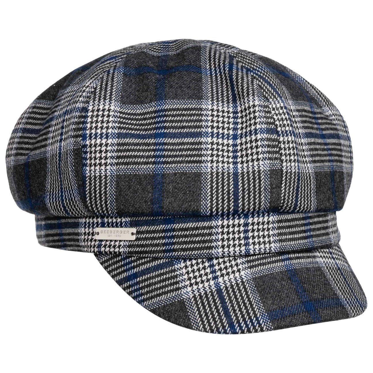 Seeberger Women's Blue Gadiala Check Newsboy Cap By