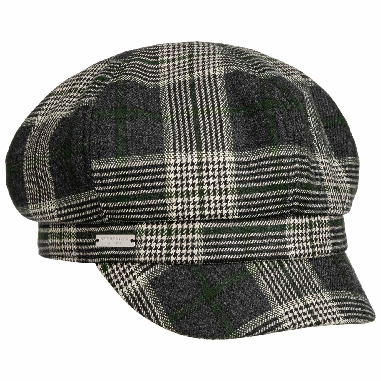 Seeberger Women's Green Gadiala Check Newsboy Cap By