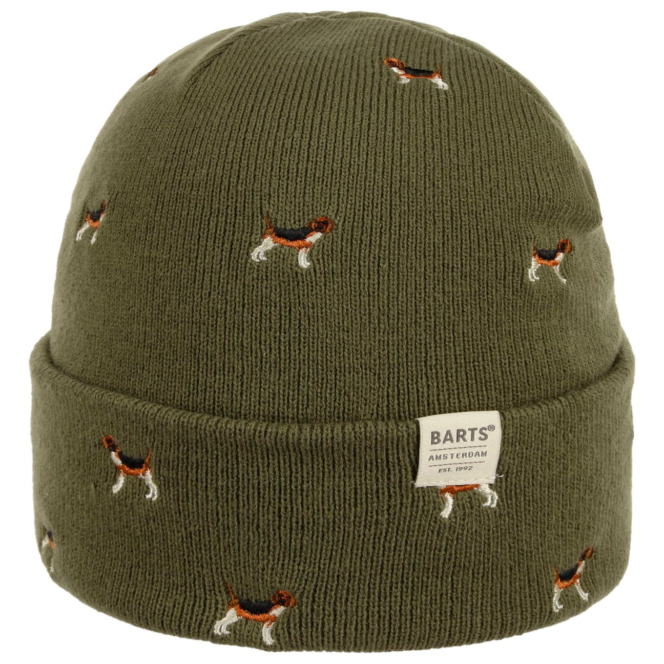 Barts Vinson Beagles Dog Design Cuffed Beanie Hat Green - Image 4