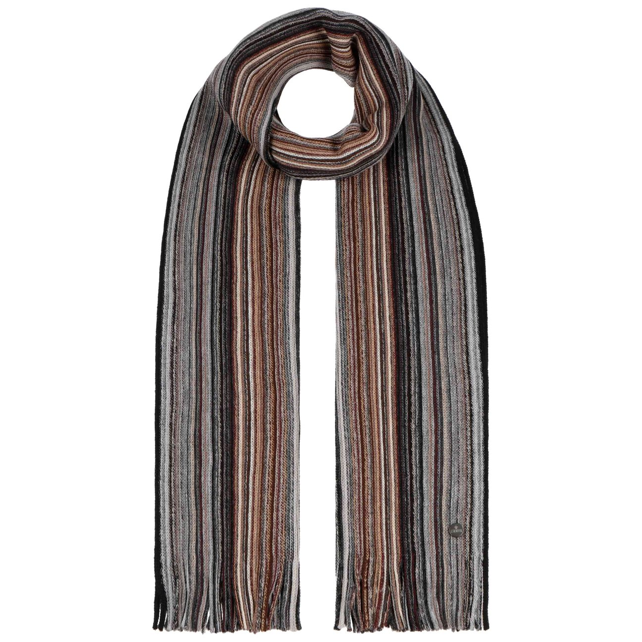 Lierys Women's Anthracite Colour Stripes Wool Scarf By