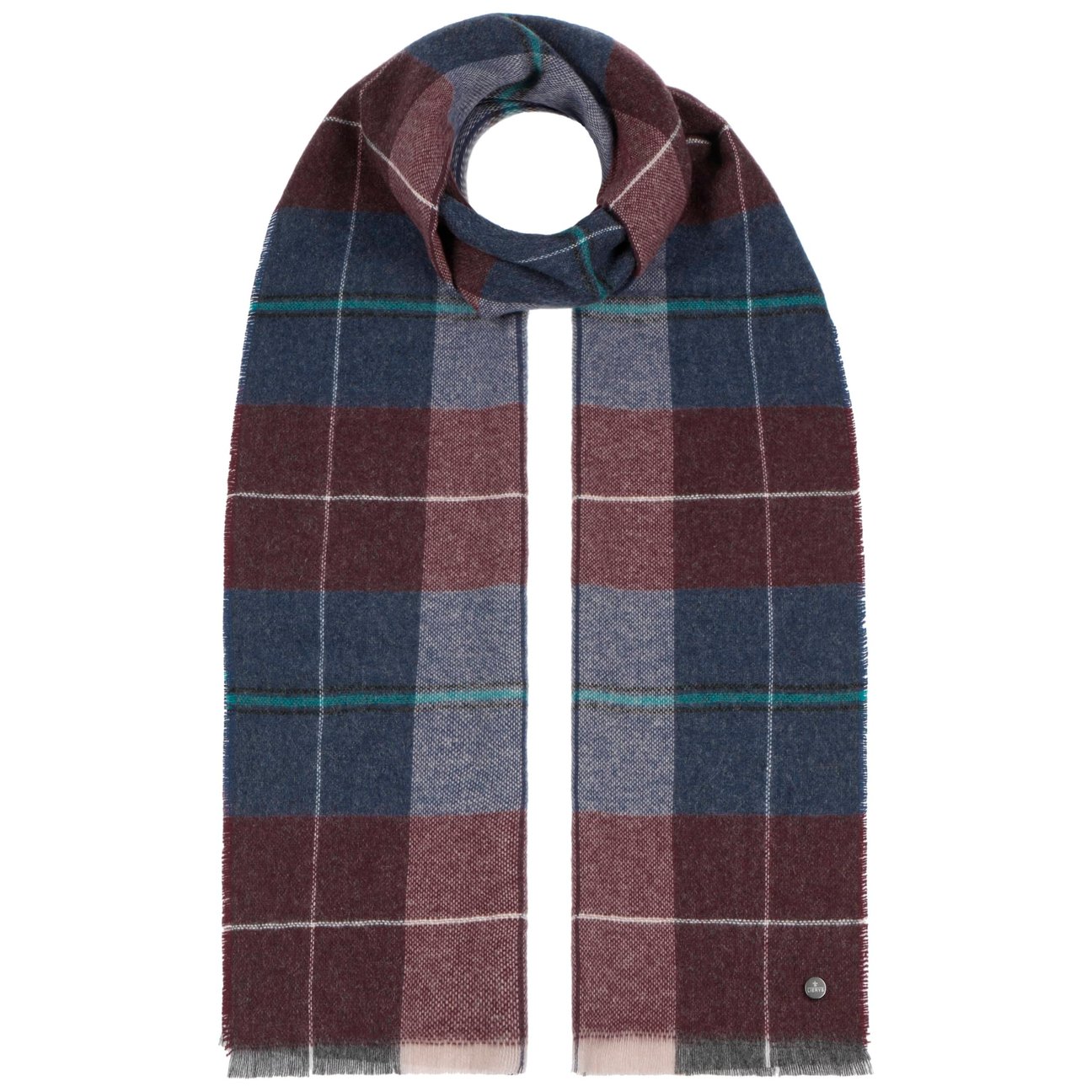 Lierys Women's Blue Danverell Check Cashmere Scarf By