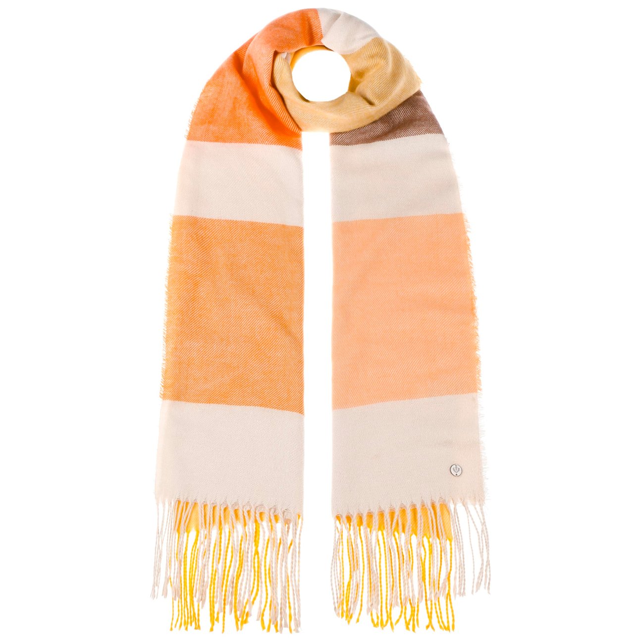 Fraas Women's Beige-Orange Soft Colour Block Scarf By