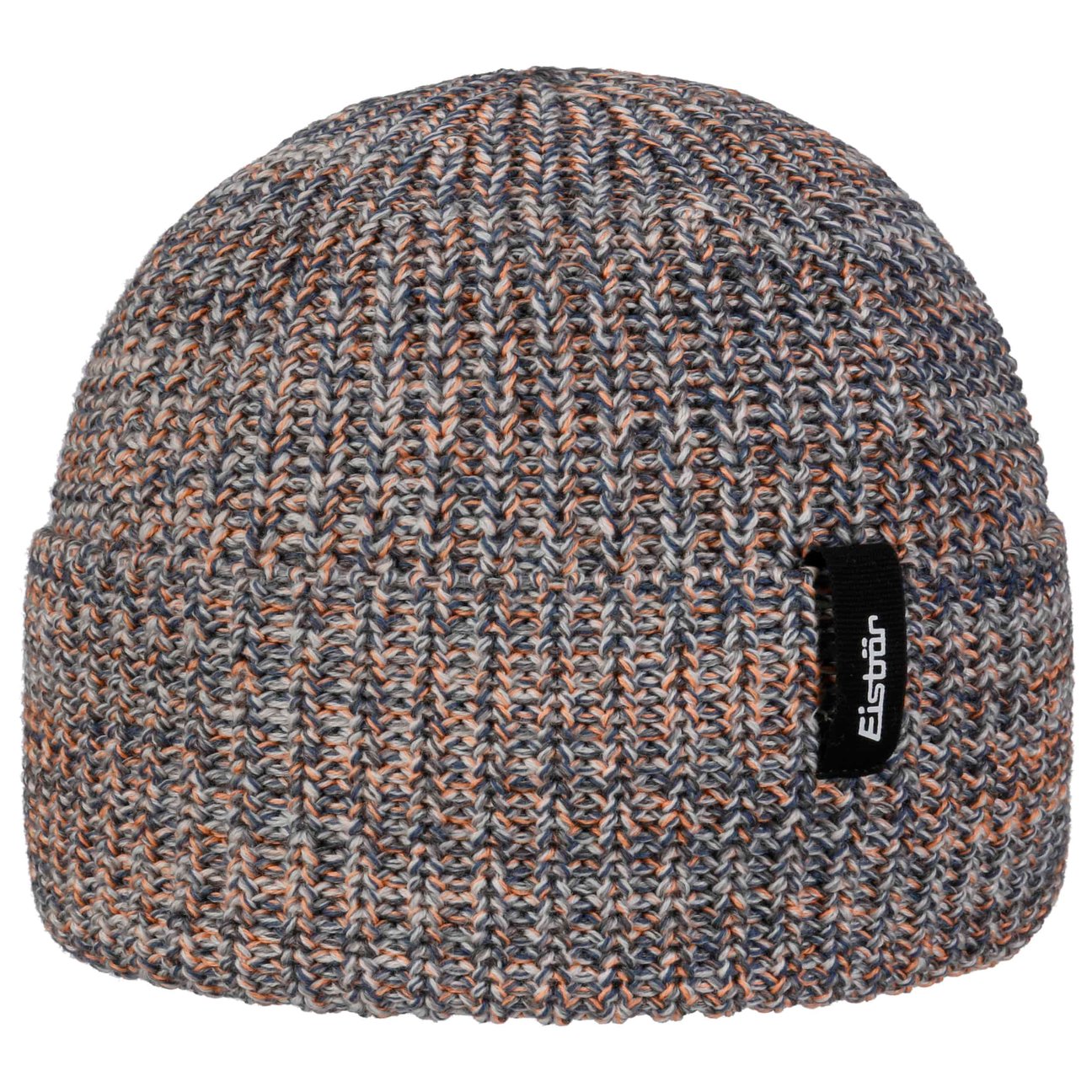 Eisbär Men's Blau-Orange Swell Merino Beanie Hat With Cuff By