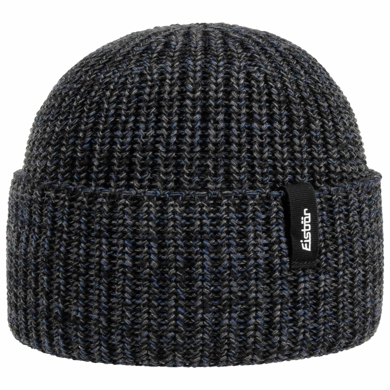 Eisbär Men's Grey-Blue Swell Merino Beanie Hat With Cuff By