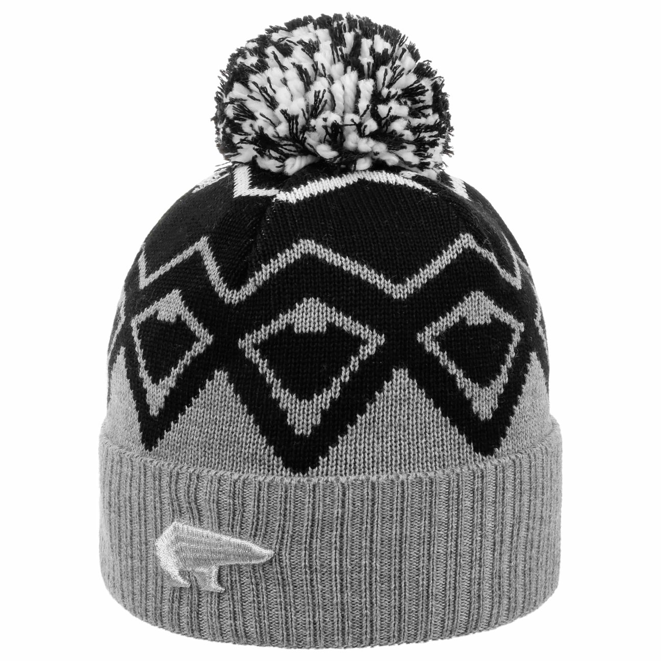 Eisbär Men's Grey-Black Ziggy Pompom Hat By
