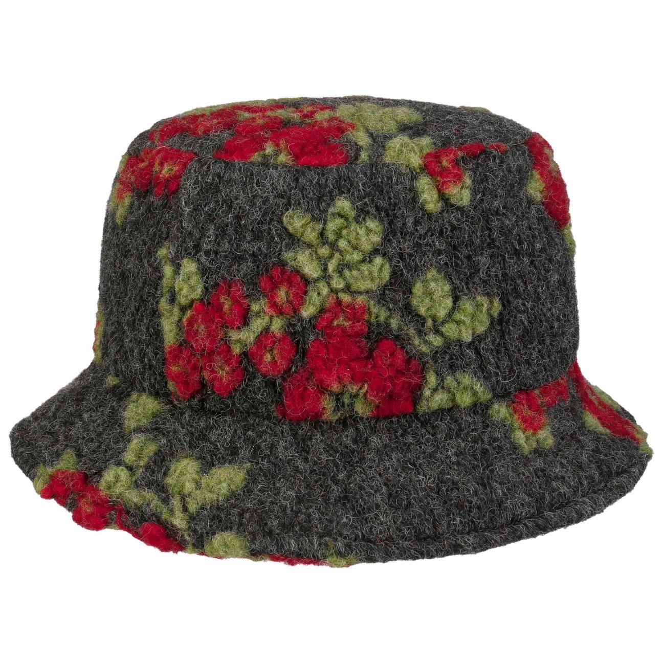 Gebeana Women's Anthracite Flower Bucket Wool Hat By