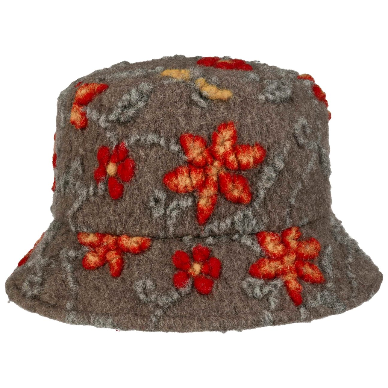 Gebeana Women's Taupe Flower Bucket Wool Hat By