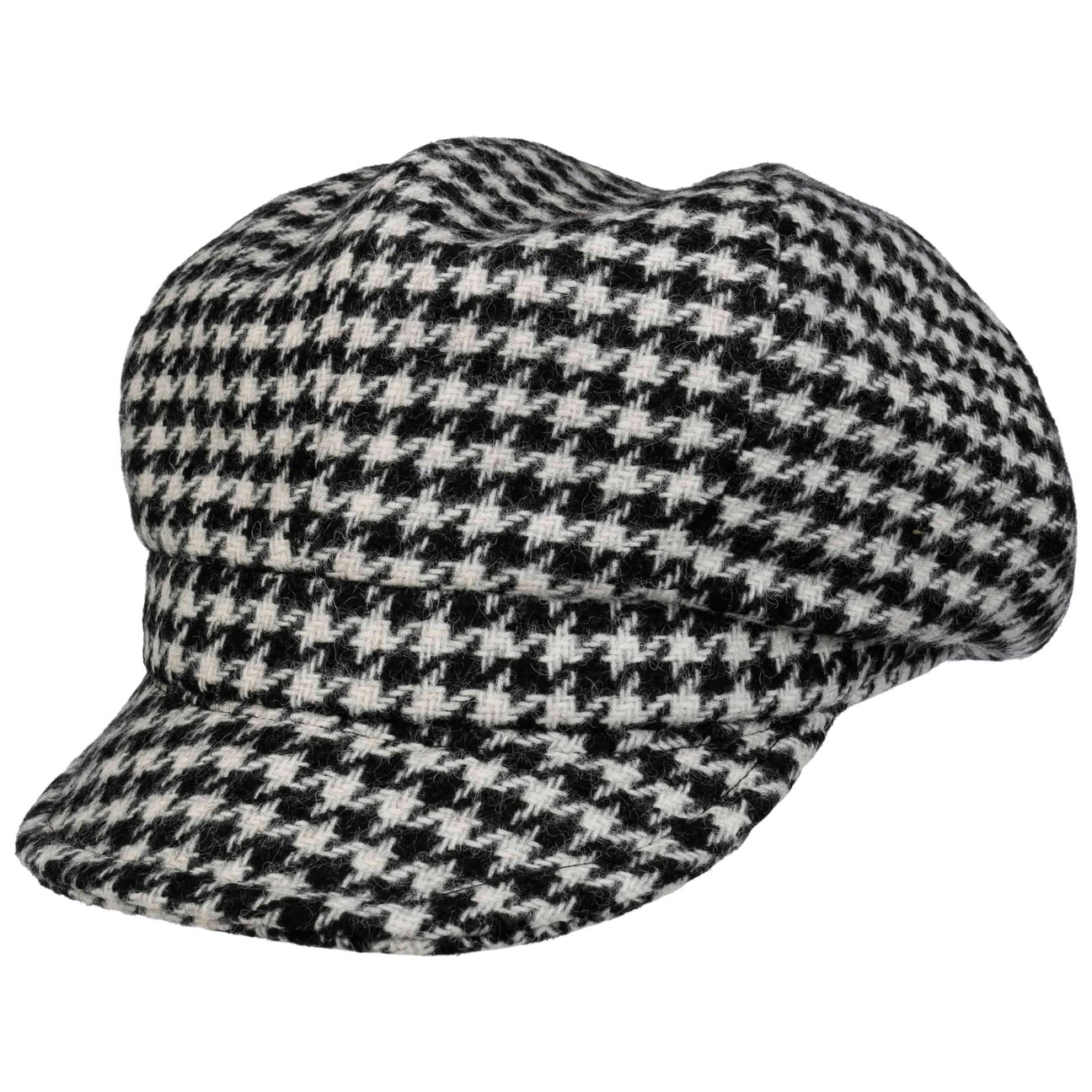 Alfonso D´Este Girls Black-White Houndstooth Newsboy Cap By Alfonso DEste