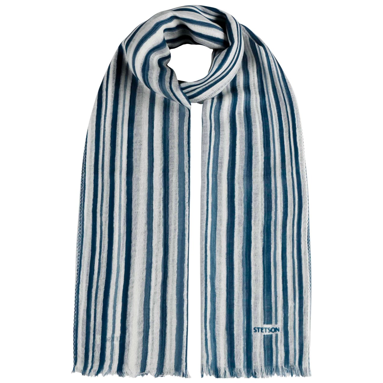 Stetson Women's Blue-White Lurano Wool Summer Scarf By