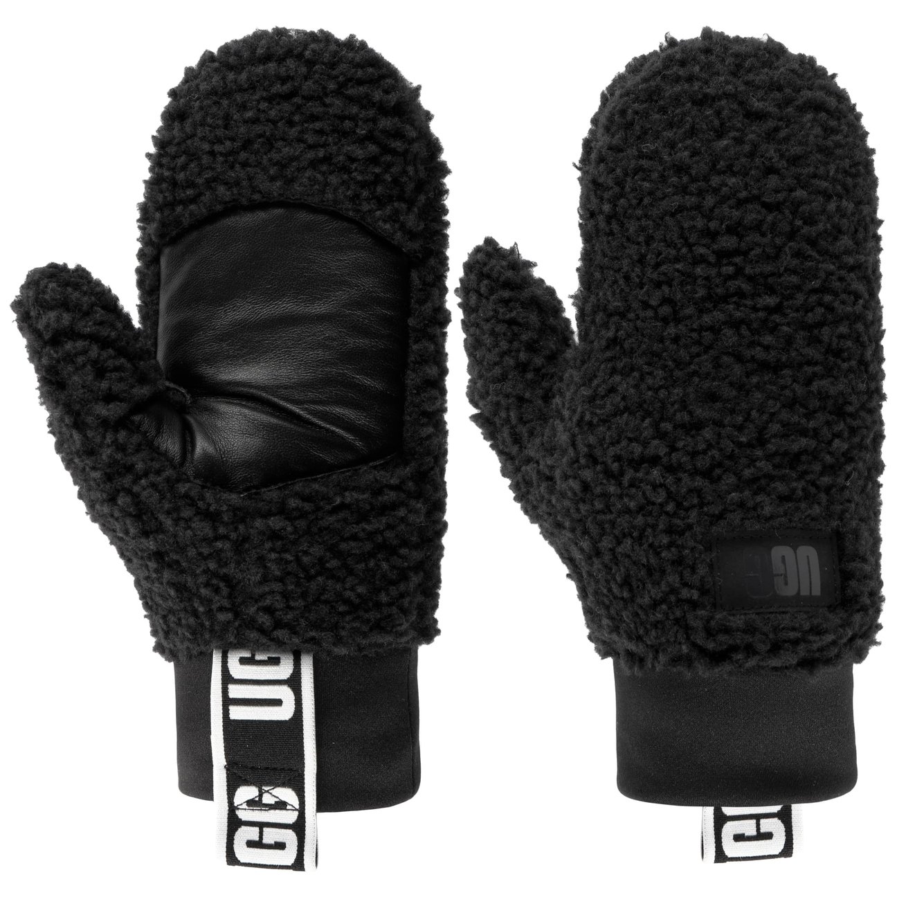 Ugg Women's Black Faux Teddy Fur Mittens By