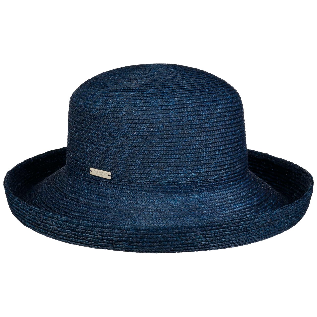 Seeberger Women's Navy Javina Upward Brimmed Straw Hat By