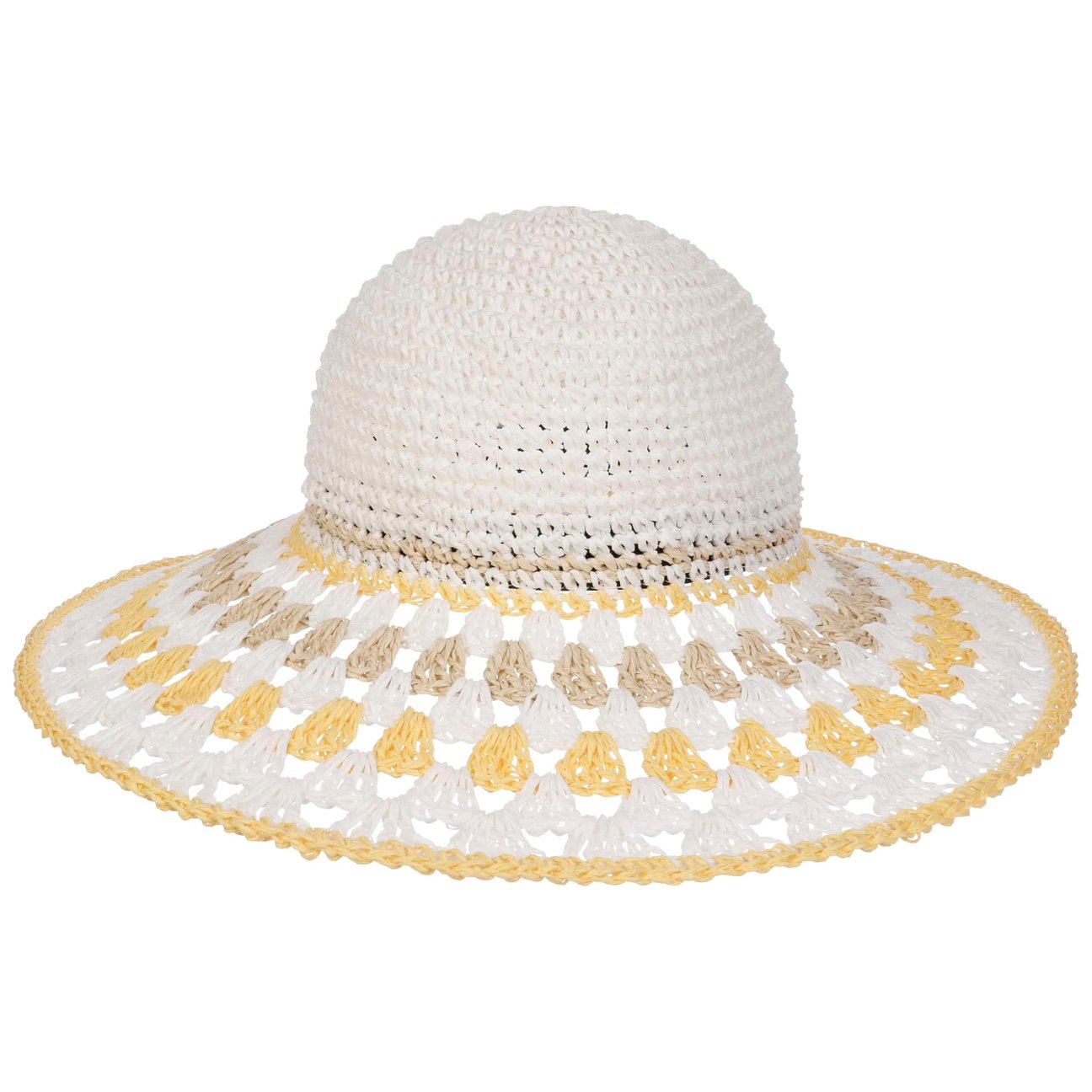 Seeberger Women's White Karola Crochet Floppy Hat By