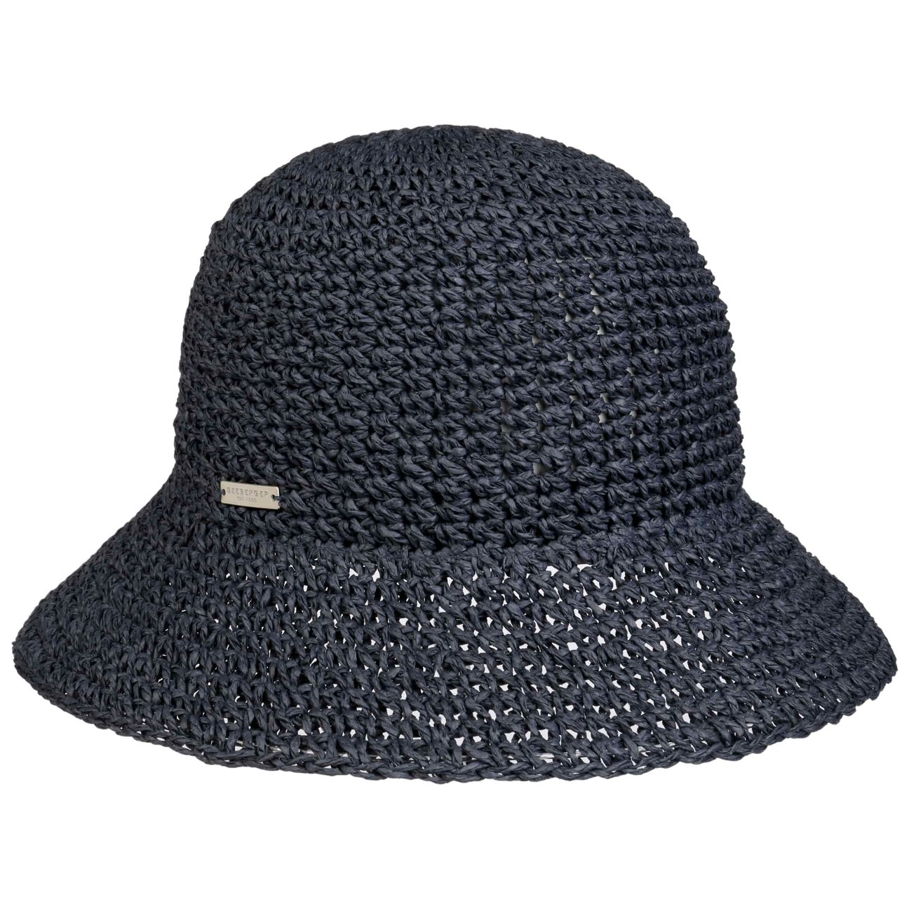 Seeberger Women's Navy Crochet Cloche Straw Hat By