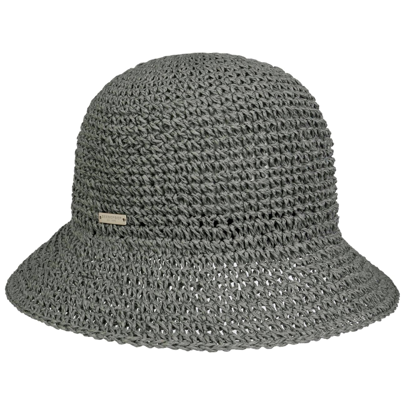 Seeberger Women's Green Crochet Cloche Straw Hat By
