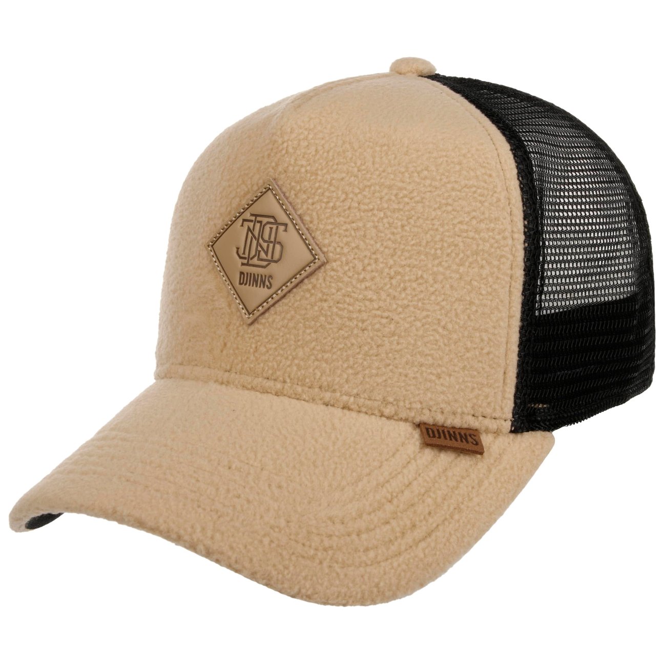 Djinns Men's Beige-Black Pole Fleece Trucker Cap By